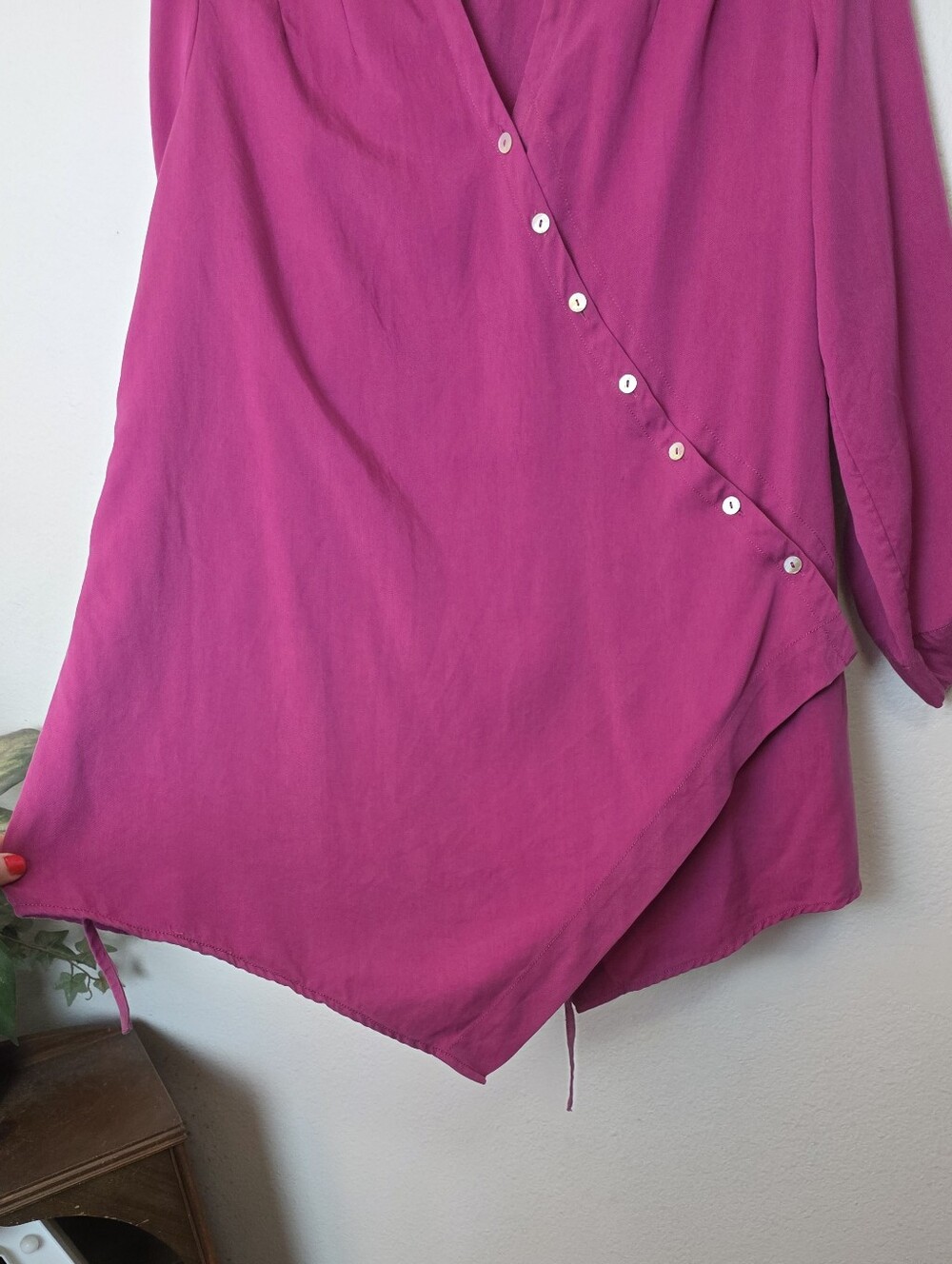 Soft Surroundings NWOT Pink Washed Tencel Button Tunic Magenta Pink Soft Size M - Picture 10 of 15